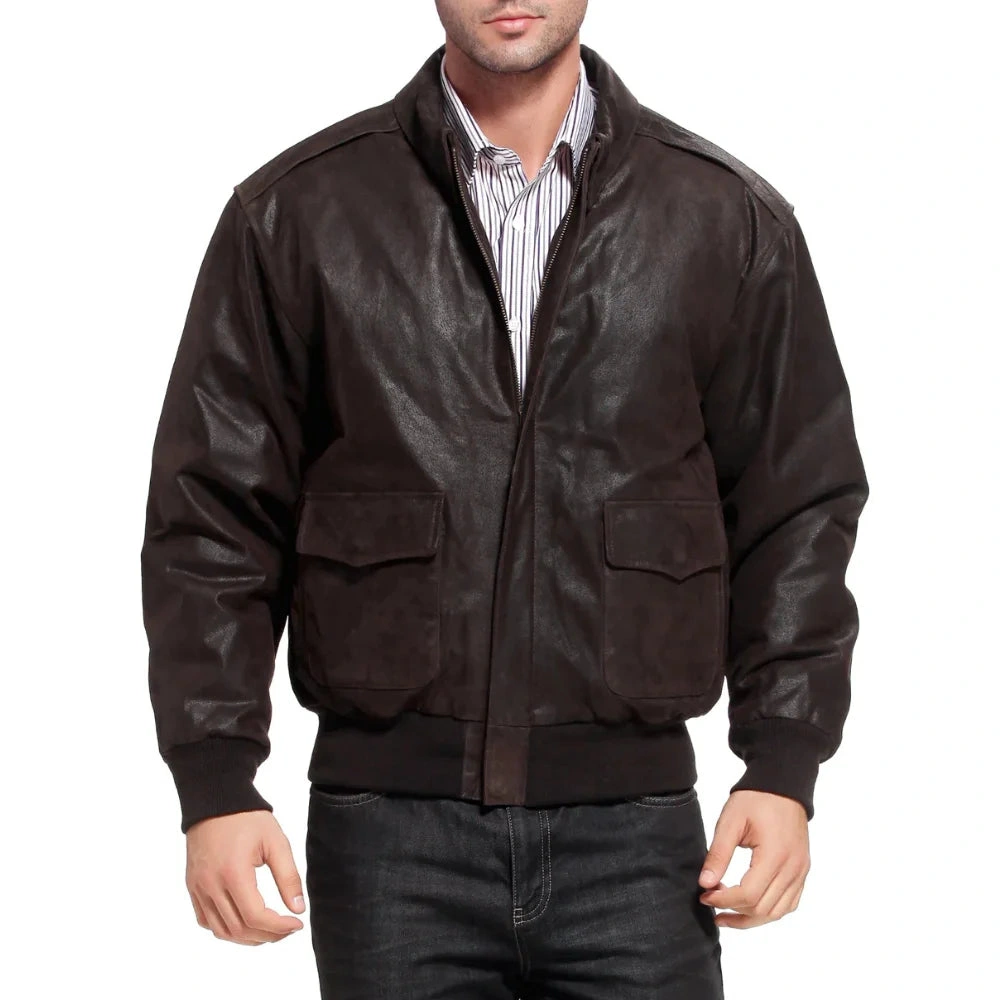 Veste A2 Bomber en cuir marron vieilli pour homme un classique intemporel avec charme brut et élégance discrète