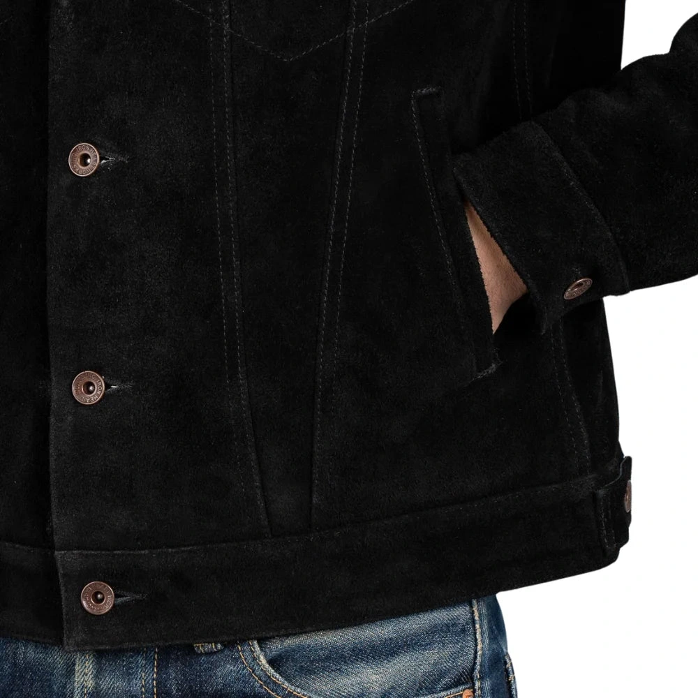 Veste en cuir vélin noire trucker : style vintage, confort absolu, look irrésistible !
